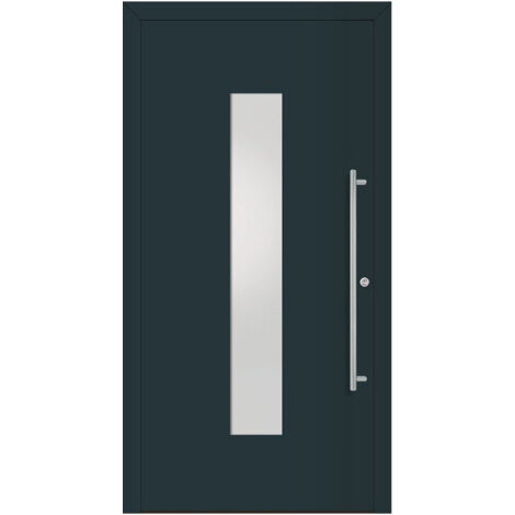 Porte d'entrée en métal Home RAL7016 Satinato blanc B1100mm H2100mm DIN droite RC 2 n.DIN EN1627