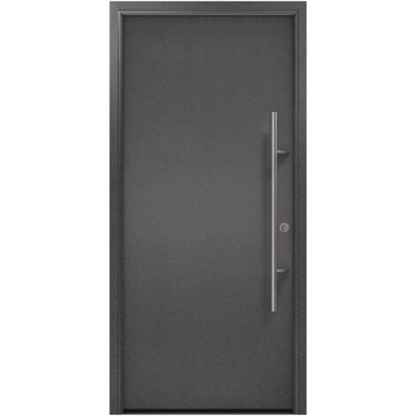 Porte d'entrée en métal PRO anthracite CH703 B1100mm H2100mm DIN droite RC2 n.DIN EN1627