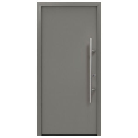 Porte d'entrée en métal PRO gris RAL9007 B1100mm H2100mm DIN droite RC 2 n.DIN EN1627