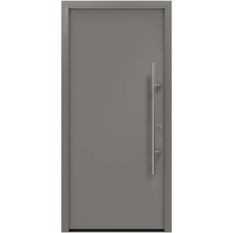 Porte d'entrée en métal PRO gris RAL9007 B1100mm H2100mm DIN droite RC 2 n.DIN EN1627