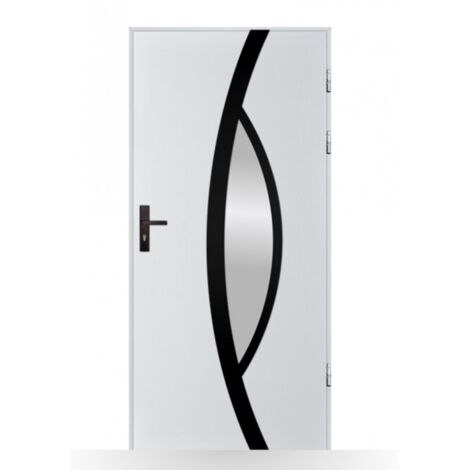 Porte d'entrée Marie 80-90cm en acier - Couleur: Blanc - Poussant: Gauche - Dimensions: 90 cm