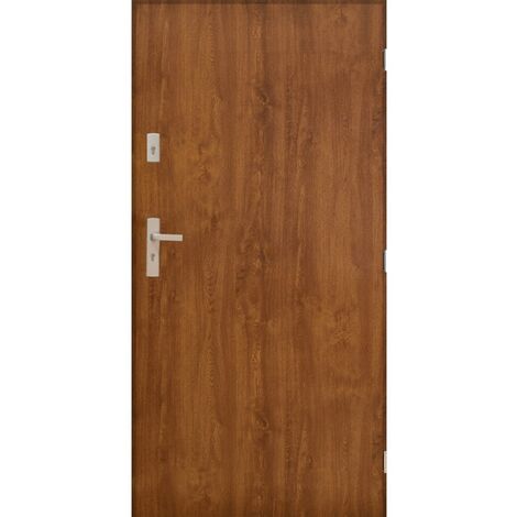 Porte d'entrée MARS 90 cm 72 mm en acier inoxydable en 4 couleurs - Couleur: Chêne doré - Poignée et serrure : Sans - Poussant: Gauche