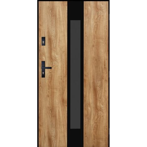 Porte d'entrée Mars en winchester 100x200 cm - Poignée et serrure : Sans - Poussant: Gauche