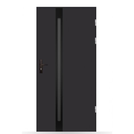 Porte d'entrée Pauline 80-90cm en acier - Couleur: Noir - Poussant: Gauche - Dimensions: 80 cm