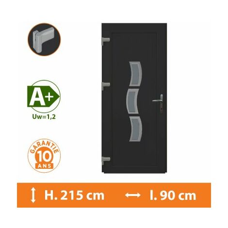 Poignée de porte d'entrée avec réhausse gauche design en laiton poli sur  plaque Clé I entraxe 195 mm, LAURA