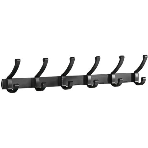 Porte d'entrée Rangement Veste Crochet Aluminium 3 Pattes Fixation Murale Épais Noir Sans Perçage