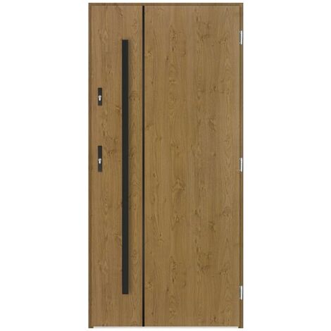 Porte d'entrée simple NAKAMOTO 90 cm Winchester - Poignée et serrure : Sans - Poussant: Gauche
