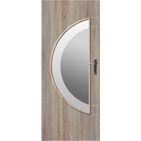 Porte d'intérieur vitrée SATURNE chêne Sonoma en plusieurs dimensions - Poussant: Gauche - Largeur porte: 80 cm