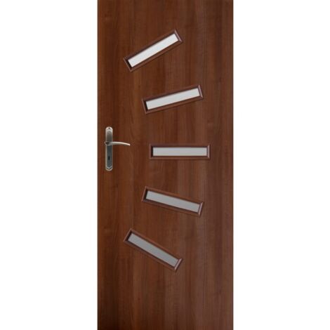 Porte d'intérieur vitrée WENECJA noyer en plusieurs dimensions - Poussant: Droit - Largeur porte: 90 cm