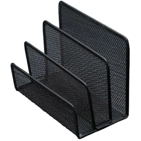 Porte-documents de bureau en maille noire, organisateur de bureau à 3 compartiments