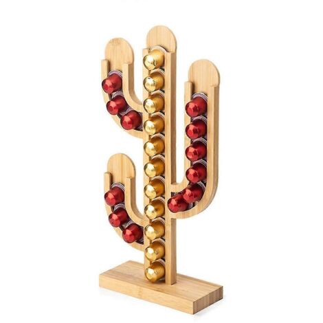 Porte-dosettes de café en forme de cactus, décoration pour bar à café, organisateur amovible pour station de café en bois.