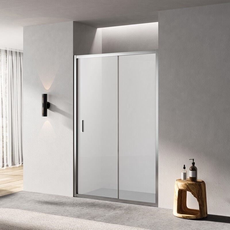 Rue Du Bain - Porte Douche Coulissant Niche Verre Satin 120cm Profilé Alu Ibiza
