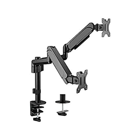 Porte-écran de table à deux bras 2 écrans 17 - 32 aluminium ressort à gaz equip