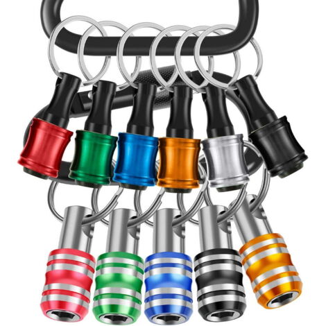 Porte-embout Hexagonal 1/4 en Aluminium Noir avec Porte-clés, Barre d’Extension pour Visseuse et Foret