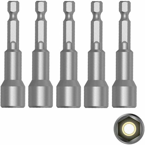Porte Embout Magnetique, 10 mm 1/4" Hexagonal Douille Visseuse avec Rainure à Changement Rapide pour Perceuse Main électrique/Perceuse Lithium/Tournevis Pneumatique/Embout Visseuse a Choc - 5 Pcs