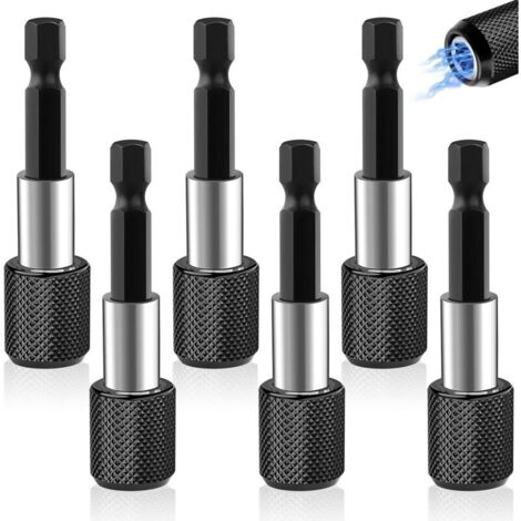 Porte Embout Visseuse Porte Embout Magnetique Rallonge Visseuse 6pcs 1/4" 60 Mm Embout Visseuse Aimanté Hex Tige Porte Embout De Tournevis