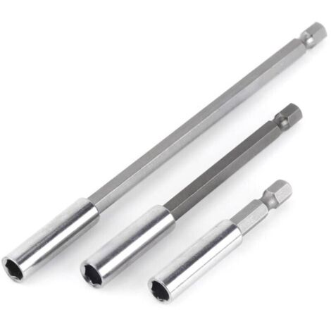 Porte Embouts Magnétique Extension de Vissage Tournevis Tige Hexagonal 60mm 100mm 150mm Rallonge Embout Visseuse（3Pcs 1/4"）