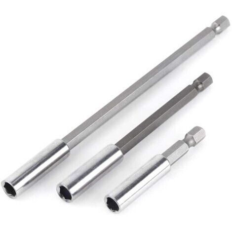 Porte Embouts Magnétique Extension de Vissage Tournevis Tige Hexagonal 60mm 100mm 150mm Rallonge Embout Visseuse(3Pcs 1/4")