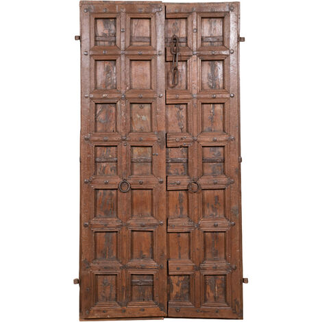 Porte en bois massif et en fer pour l'intérieur ou l'extérieur, ancienne et médiévale