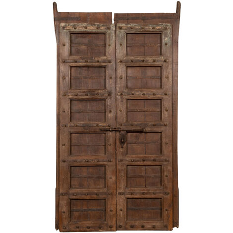 Porte en bois massif et en fer pour l'intérieur ou l'extérieur, ancienne et médiévale