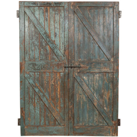 Fenêtre rustique en bois Vieille porte en bois massif et fer avec cadre