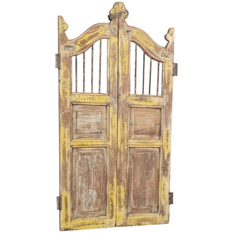 Porte en bois massif et en fer, pour une utilisation intérieure et extérieure