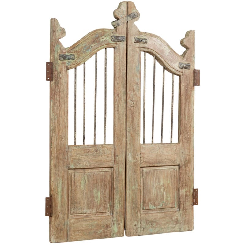 Porte en bois massif et en fer, pour une utilisation intérieure et extérieure