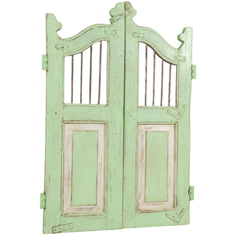 Porte en bois massif et en fer, pour une utilisation intérieure et extérieure