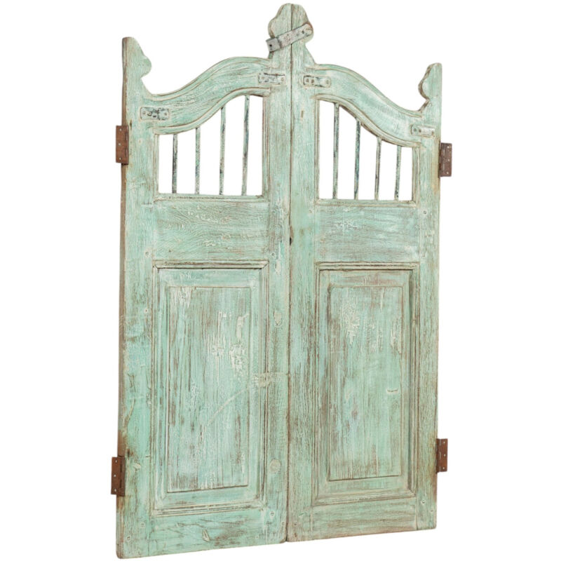 Porte en bois massif et en fer, pour une utilisation intérieure et extérieure