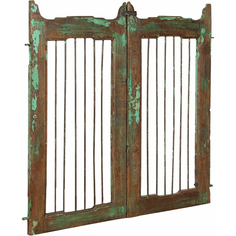 Porte en bois massif et en fer, pour une utilisation intérieure et extérieure