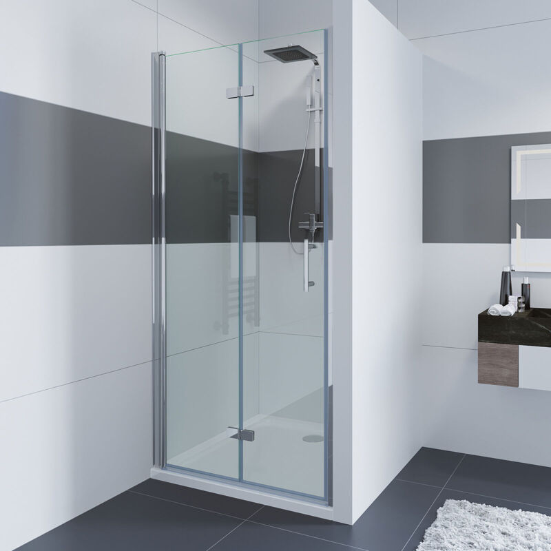 Impts - Porte en niche cloison de douche cabine de douche en niche sans cadre simple porte pliante porte pliante porte de douche douche verre de