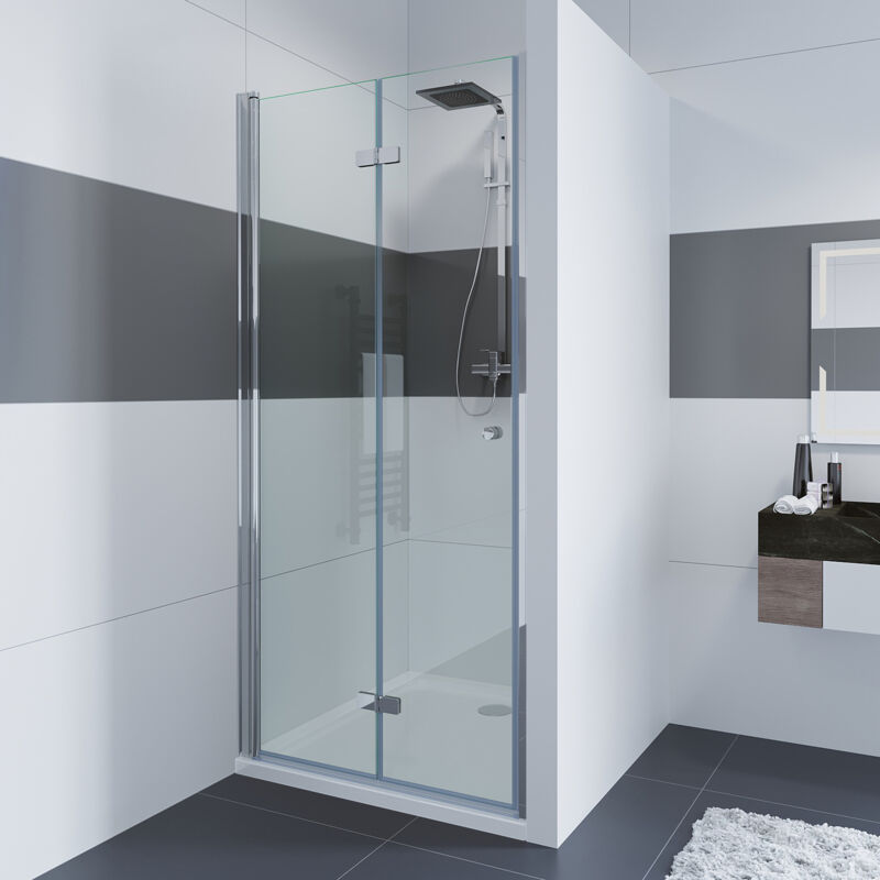 Impts - Porte en niche cloison de douche cabine de douche en niche sans cadre simple porte pliante porte pliante porte de douche douche verre de