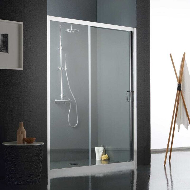 Kiamami Valentina - Porte En Niche Coulissante Pour Douche 140 Cm En Verre Transparent