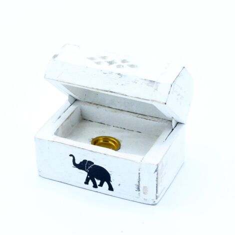 Porte-Encens Blanc Lavé - Boîte à Fumée Cône 8 cm- Vendu par 1