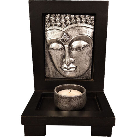 Porte-encens Bouddha élégant en pierre zen, support bougie décoration salon hôtel spa argenté taille unique