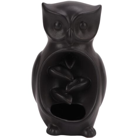 Porte-encens cascade Hibou de nuit en céramique premium artisanale - Brûleur d'encens à contre-courant pour relaxation et sommeil