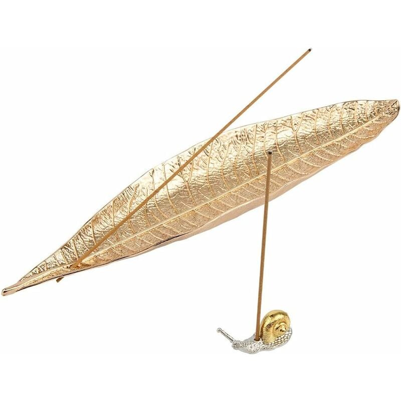 Porte-encens en forme de feuille (doré) Fei Yu