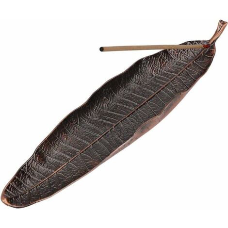 Porte-encens Feuilles en métal Attrape-cendres 26 cm de long Brûleur d'encens (Antique)-Fei Yu