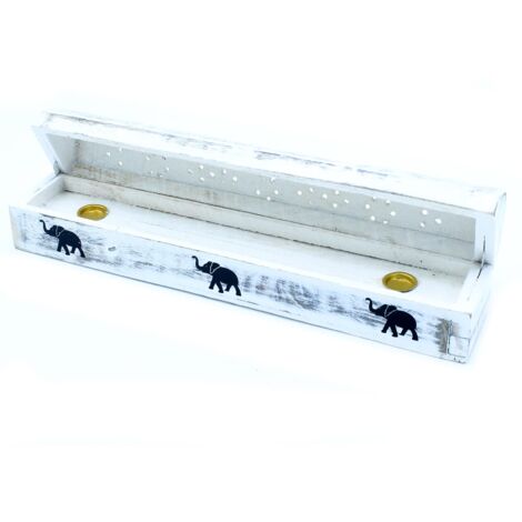 Porte-encens lavé blanc - Boîte à fumée- Vendu par 1