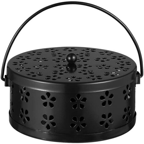Porte Encens Rétro Support Bobine de Moustique Vintage en Fer (Noir)