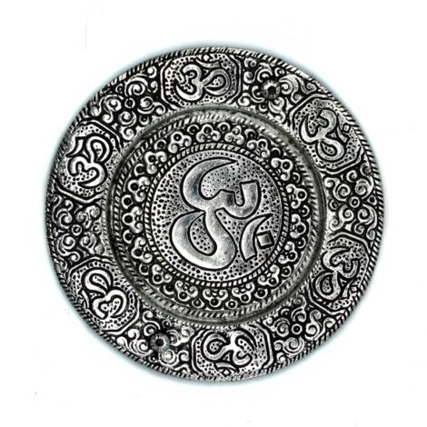 Porte-encens rond Om en aluminium poli 11 cm- Vendu par 1