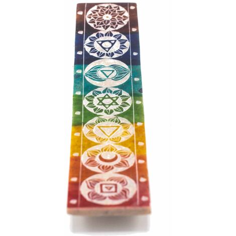 Porte-encens Seven Chackra en pierre ollaire - 26x5 cm- Vendu par 1