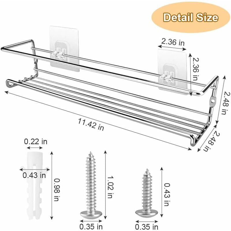 Fei Yu - Porte-épices Cuisine Épice Rack Adhésif En Acier Inoxydable Fixation Murale Étagère De Douche Sans Perçage Cuisine Étagère à Épices Étagère