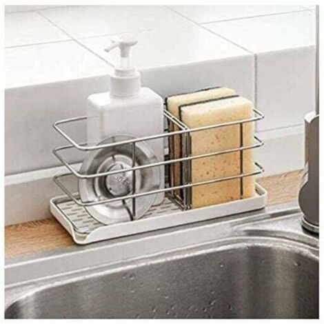Porte-éponge - Acier Inoxydable 304 - Multifonctionnel pour évier de Cuisine - Organisateur d'évier - Plateau égouttoir à Vaisselle - Porte-Savon - Panneau de Suspension réglable