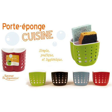 Porte éponge bicolore en plastique – Design moderne – Pour cuisine et salle de bain – Solution esthétique et fonctionnelle – Cmp Paris