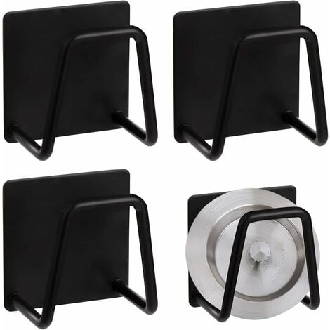 Porte Éponge Cuisine Porte Évier Éponge en Acier Inoxydable Auto-Adhésif Support Eponge Evier pour Éponges Brosser Couvercle de la Marmite Torchon 4 Pièces Noir