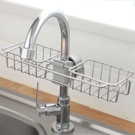 Porte-Éponge de Robinet - Acier Inoxydable - Antirouille - Durable - Sans Perçage
