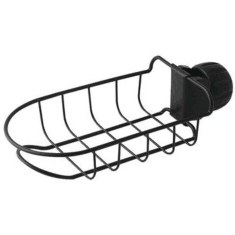 Porte-éponge de robinet de cuisine (noir), support de rangement pour robinet en acier inoxydable, porte-éponge suspendu, porte-éponge à savon, convient aux cuisines et salles de bains.