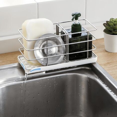 Porte-éponge en acier inoxydable 304, organisateur d'évier multifonctionnel, égouttoir à vaisselle, porte-savon, panneau de suspension réglable