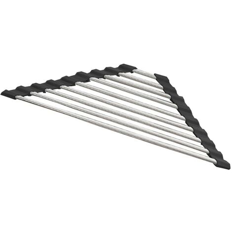Porte-éponge en acier inoxydable antirouille, support de séchage enroulable multifonction pour cuisine d'angle d'évier (noir)